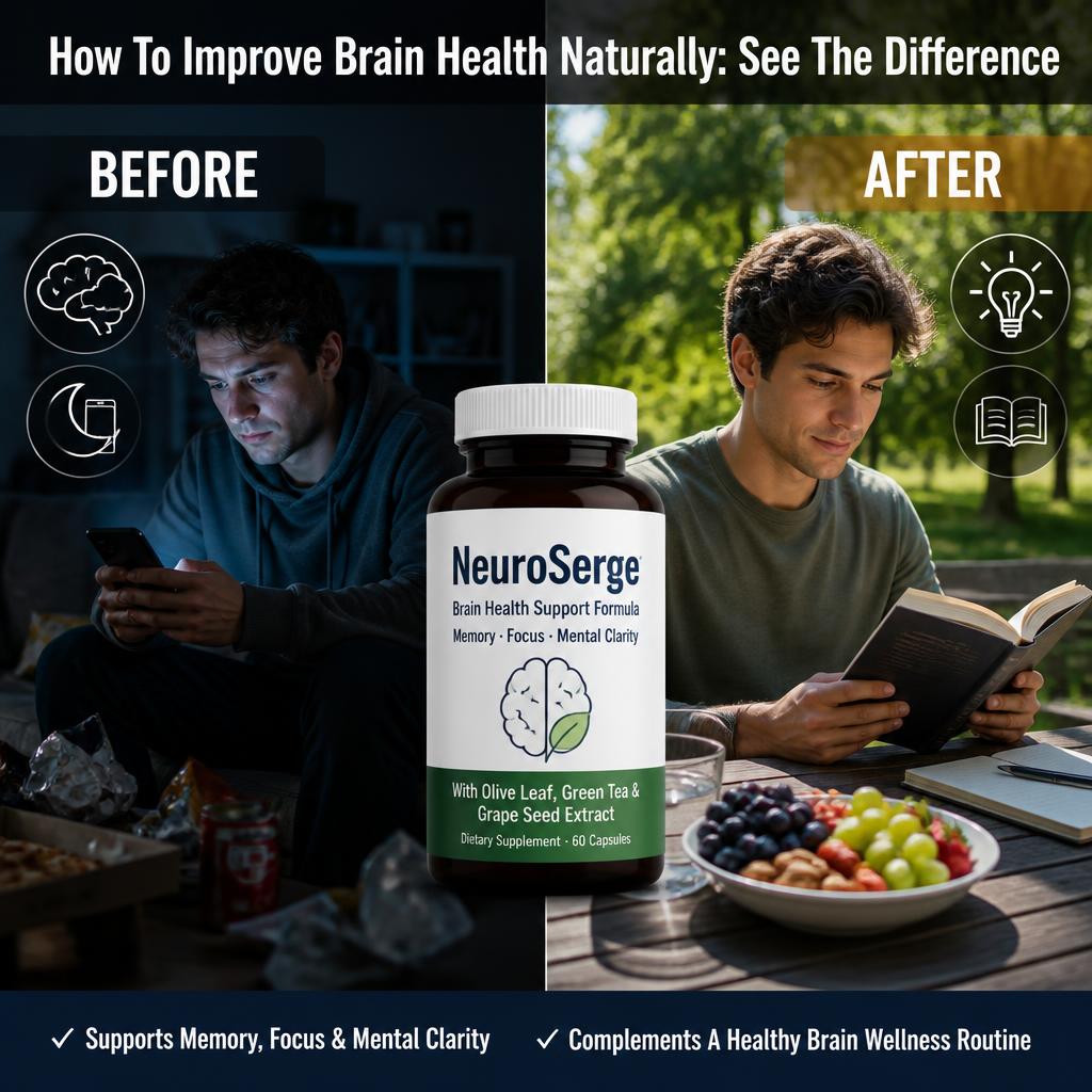 Before and after comparison showing improved brain health and mental sharpness with NeuroSerge
